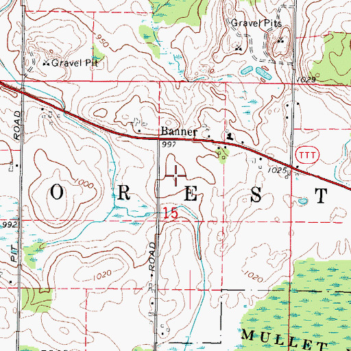 Topographic Map of Banner, WI