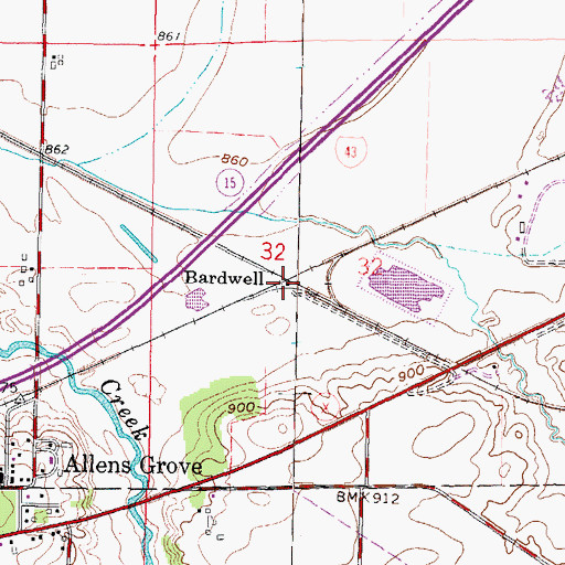 Topographic Map of Bardwell, WI