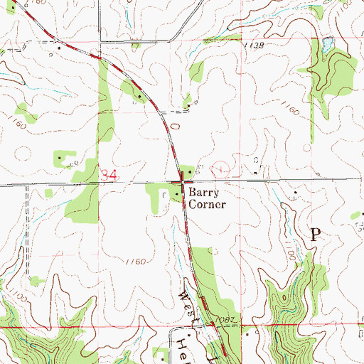 Topographic Map of Barry Corner, WI