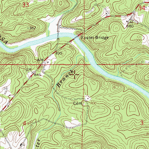Topographic Map of Foster Mine, AL
