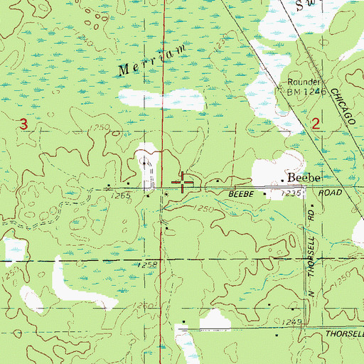 Topographic Map of Beebe, WI