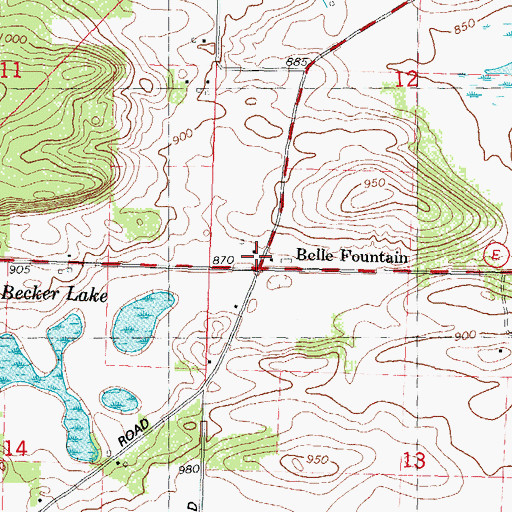 Topographic Map of Belle Fountain, WI