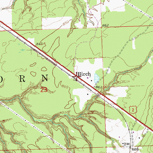 Topographic Map of Birch, WI