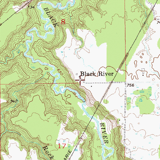Topographic Map of Black River, WI