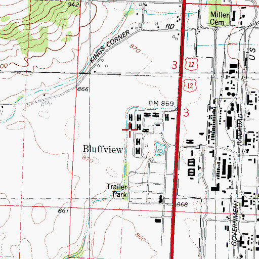 Topographic Map of Bluffview, WI