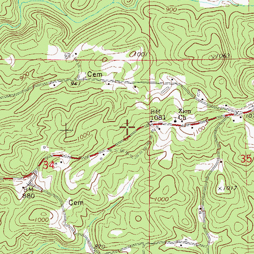 Topographic Map of Kitchen Prospect, AL