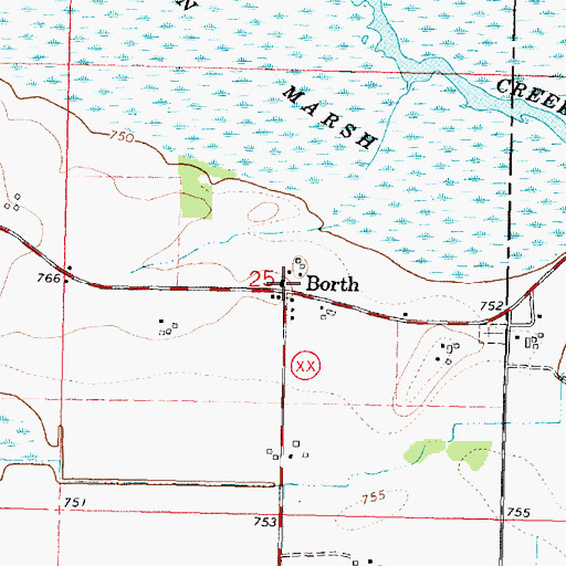 Topographic Map of Borth, WI