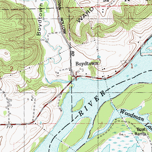 Topographic Map of Boydtown, WI