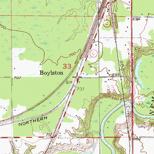 Topographic Map of Boylston, WI