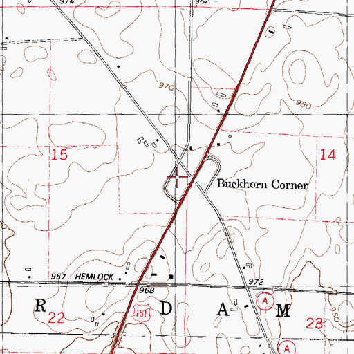 Topographic Map of Buckhorn Corner, WI