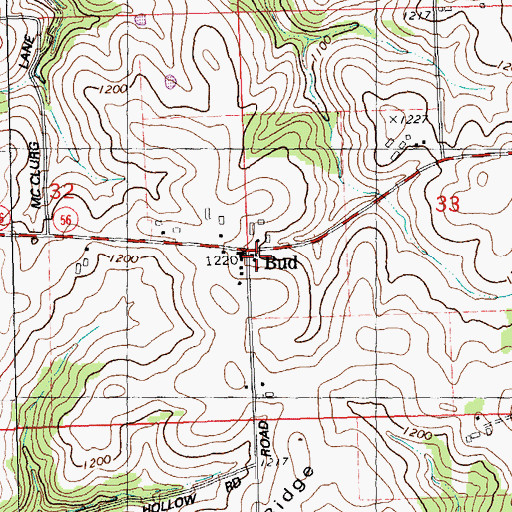 Topographic Map of Bud, WI