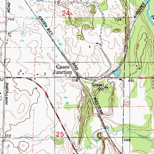 Topographic Map of Casco Junction, WI