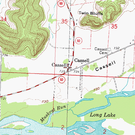 Topographic Map of Cassell, WI