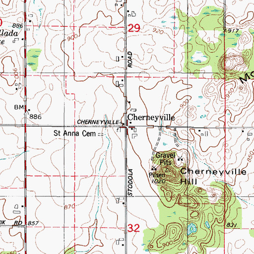 Topographic Map of Cherneyville, WI