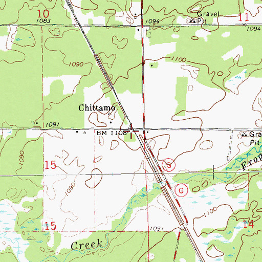 Topographic Map of Chittamo, WI