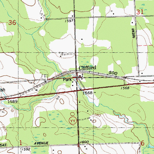 Topographic Map of Clifford, WI
