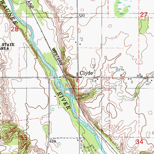 Topographic Map of Clyde, WI