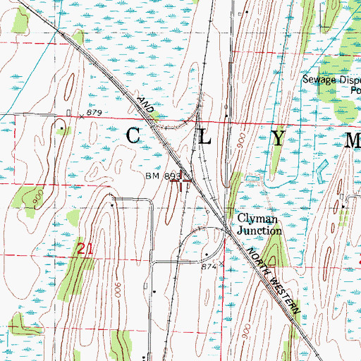 Topographic Map of Clyman Junction, WI