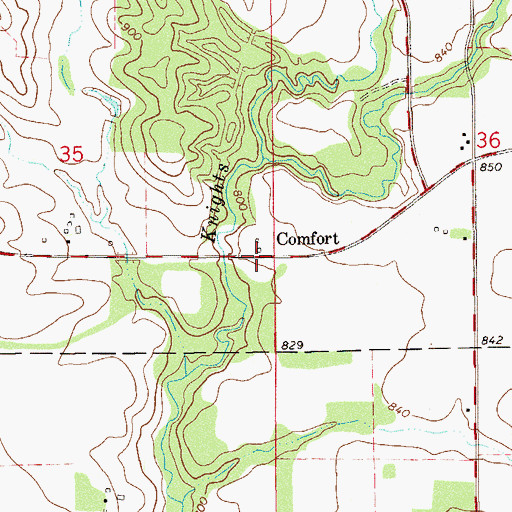 Topographic Map of Comfort, WI