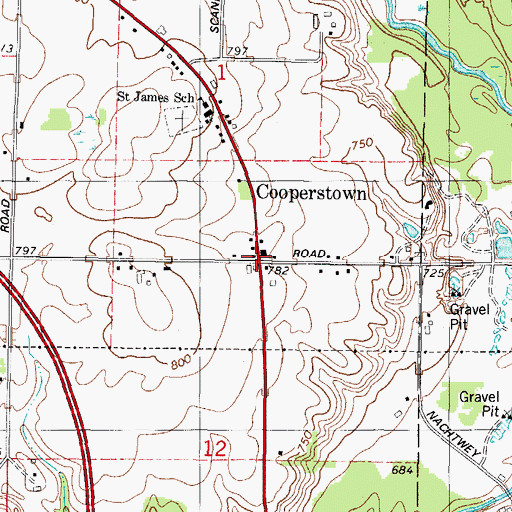 Topographic Map of Cooperstown, WI