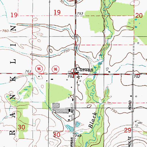 Topographic Map of Curran, WI