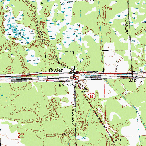 Topographic Map of Cutler, WI