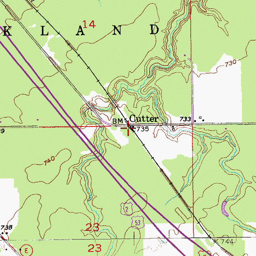 Topographic Map of Cutter, WI