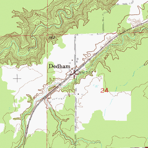 Topographic Map of Dedham, WI