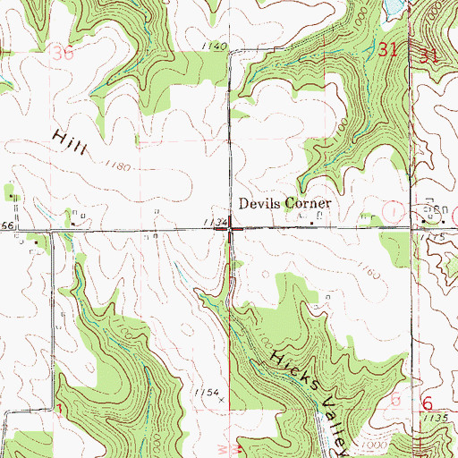 Topographic Map of Devils Corner, WI