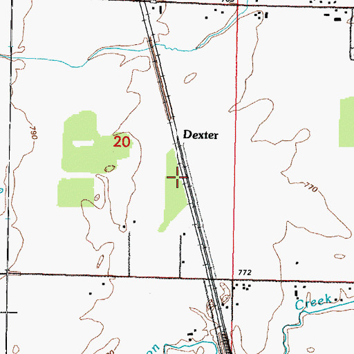 Topographic Map of Dexter, WI