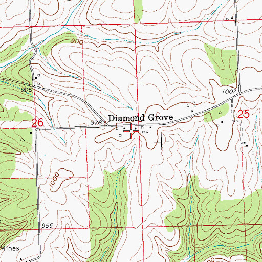 Topographic Map of Diamond Grove, WI