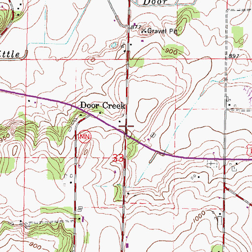 Topographic Map of Door Creek, WI