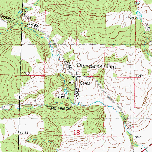 Topographic Map of Durwards Glen, WI