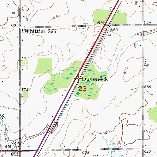 Topographic Map of Duveneck, WI