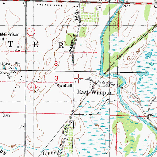 Topographic Map of East Waupun, WI