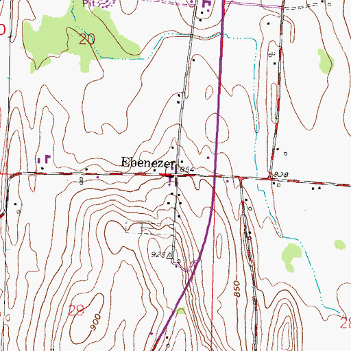 Topographic Map of Ebenezer, WI