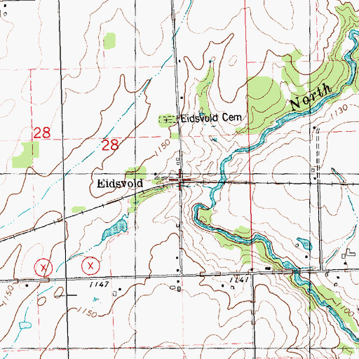 Topographic Map of Eidsvold, WI