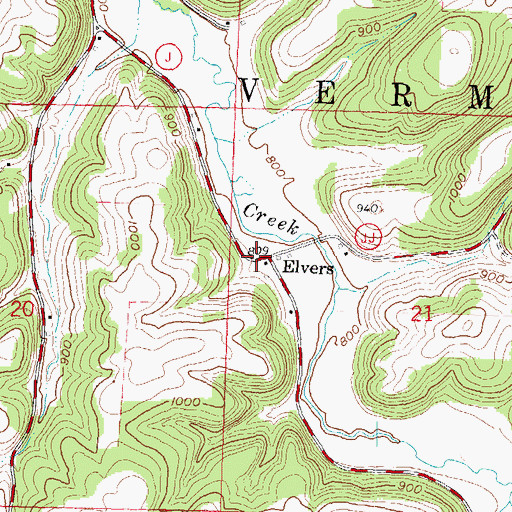 Topographic Map of Elvers, WI