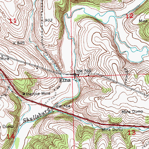 Topographic Map of Etna, WI