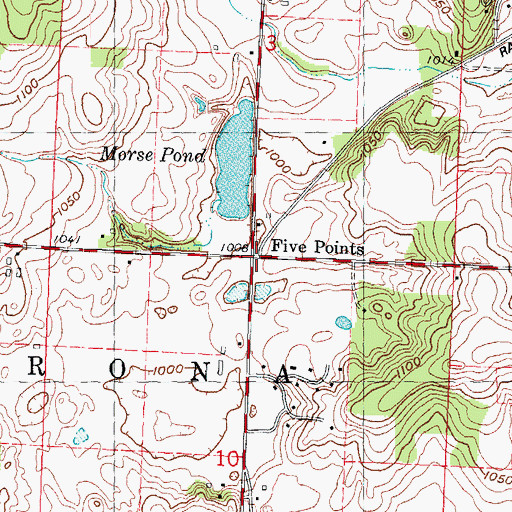 Topographic Map of Five Points, WI