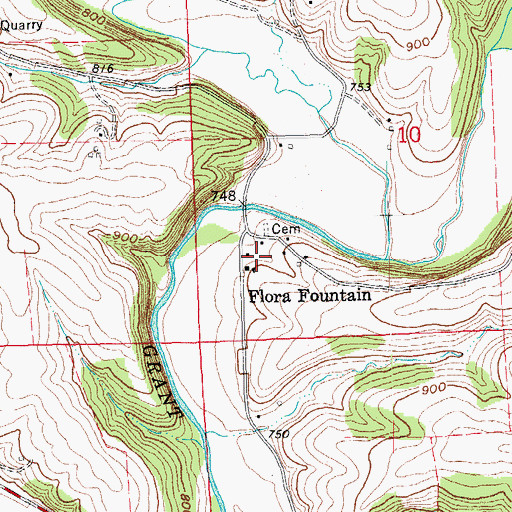 Topographic Map of Flora Fountain, WI
