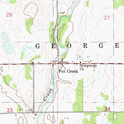Topographic Map of Fox Creek, WI