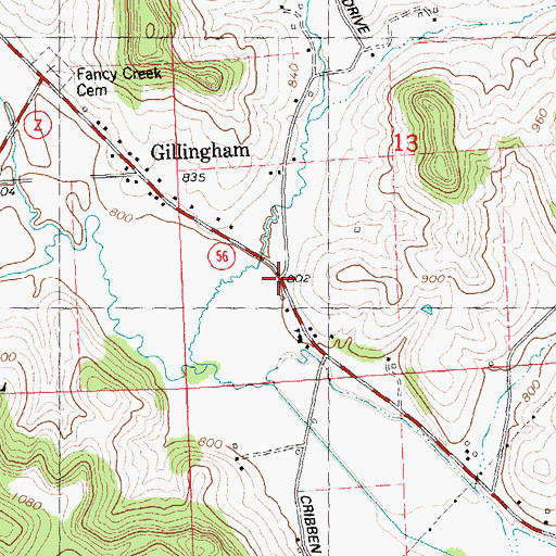 Topographic Map of Gillingham, WI
