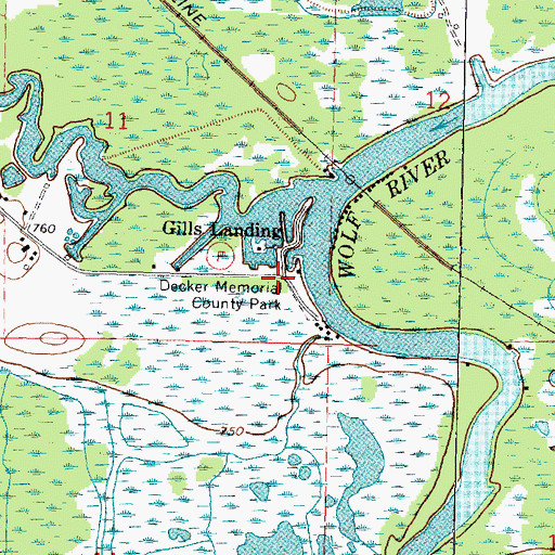 Topographic Map of Gills Landing, WI