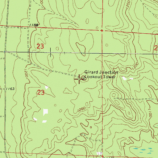 Topographic Map of Girard Junction Lookout Tower, WI