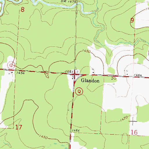 Topographic Map of Glandon, WI