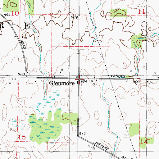 Topographic Map of Glenmore, WI