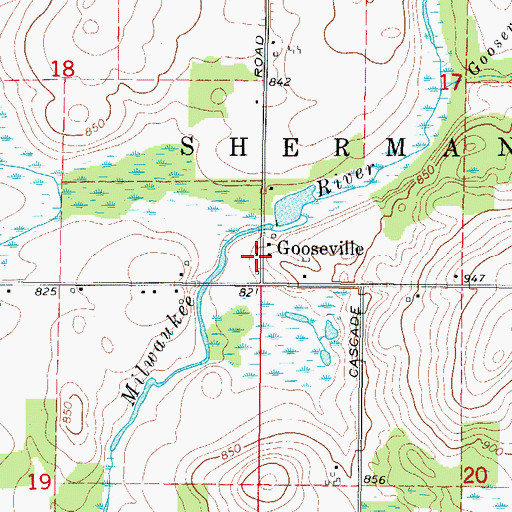 Topographic Map of Gooseville, WI