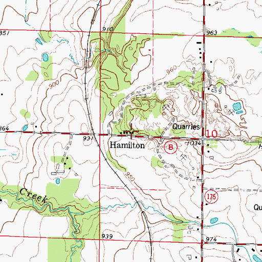Topographic Map of Hamilton, WI