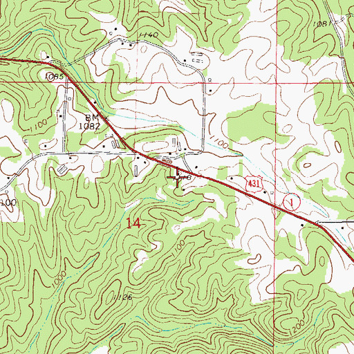 Topographic Map of Crews Mine, AL